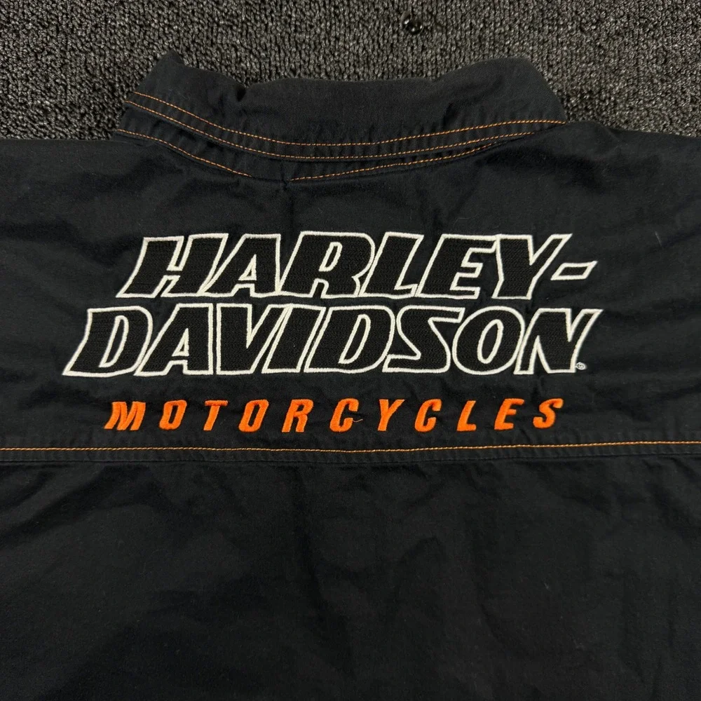 Harley-Davidson Racing Mechanic Shirt Men 5XL Button Short Sleeve Spellout Patch